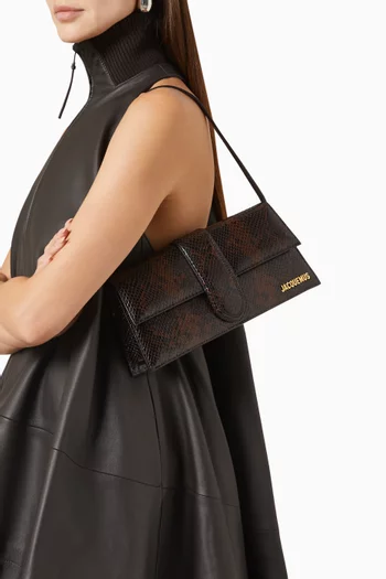 حقيبة كتف لو بامبينو طويلة جلد بنقشة جلد الأفعى