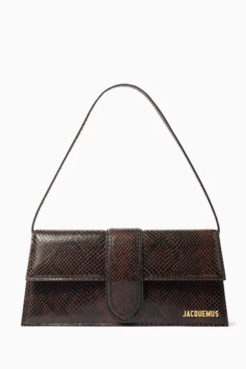 حقيبة كتف لو بامبينو طويلة جلد بنقشة جلد الأفعى