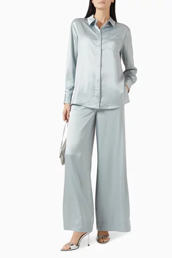 بنطال أوجي بقصة ساق واسعة ستان