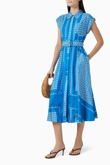 فستان سيرينا متوسط الطول حرير ستان