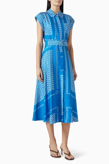 فستان سيرينا متوسط الطول حرير ستان