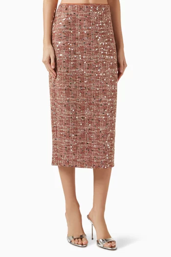 تنورة ليلاني متوسطة الطول تويد