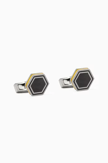x Lamborghini Hex Cufflinks in Brushed Titanium