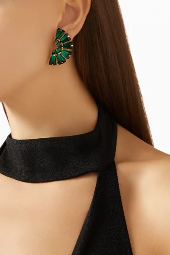 أقراط أفروديتا بتصميم مروحة نحاس مطلي بلون ذهبي