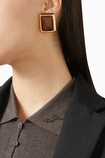 The Carré Drop Earrings in Brass