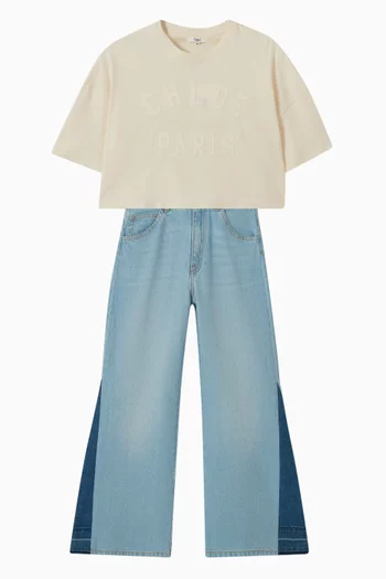 Logo-appliqué Crop T-shirt in Organic Cotton-jersey