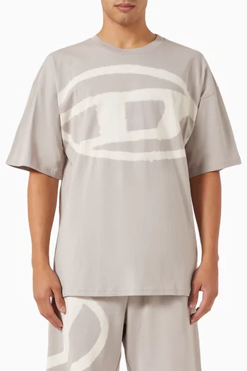 تي شيرت بشعار الماركة بلون باهت قطن عضوي