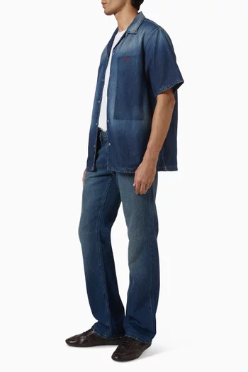 قميص بولينغ دينم بدرجات لون مختلفة