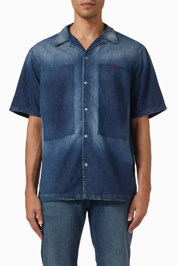 قميص بولينغ دينم بدرجات لون مختلفة