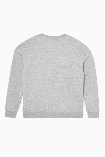 Floral-embroidered Logo Sweatshirt in Cotton