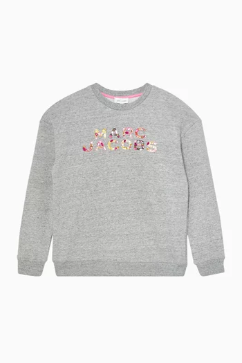 Floral-embroidered Logo Sweatshirt in Cotton
