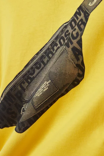 تي شيرت بأكمام قصيرة وطبعة قطن