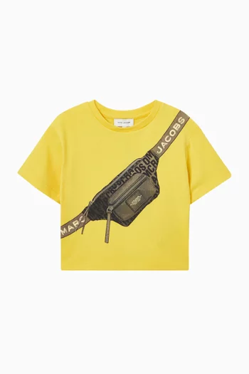 تي شيرت بأكمام قصيرة وطبعة قطن