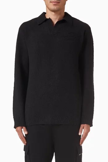 تي شيرت بولو منسوج مزيج صوف