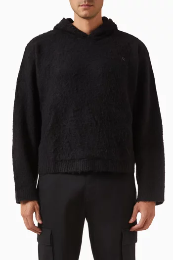 Textured Borg Hoodie in Burshed-knit