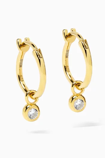 Tennis Charm Mini Hoop Earrings 18kt Gold Vermeil