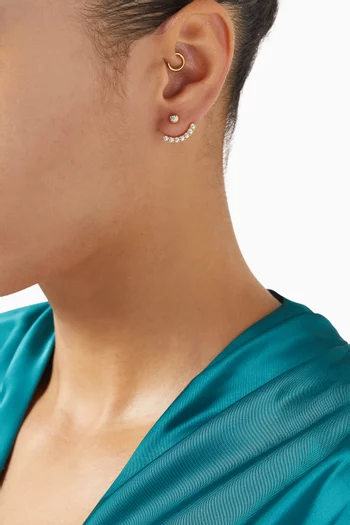 Tennis Ear Jacket Stud Earrings in 18kt Gold Vermeil