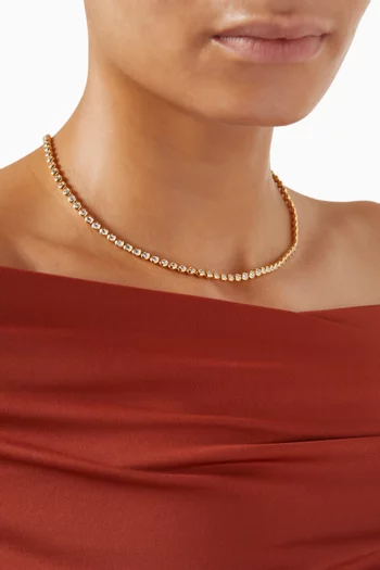 Tennis Round Necklace in 18kt Gold-plated Brass