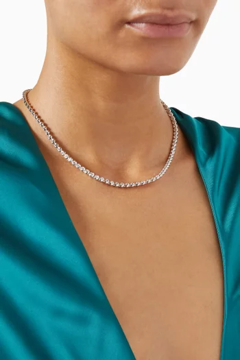 Tennis Round Necklace in Rhodium-plated Brass