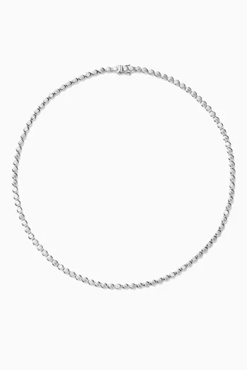 Tennis Round Necklace in Rhodium-plated Brass