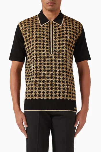 Quad Zip Polo T-shirt in Knit
