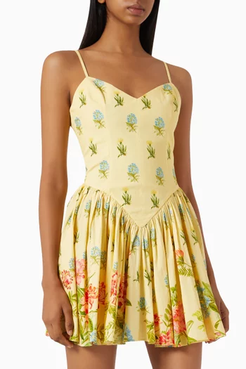 Dhun Floral-print Mini Dress in Cotton
