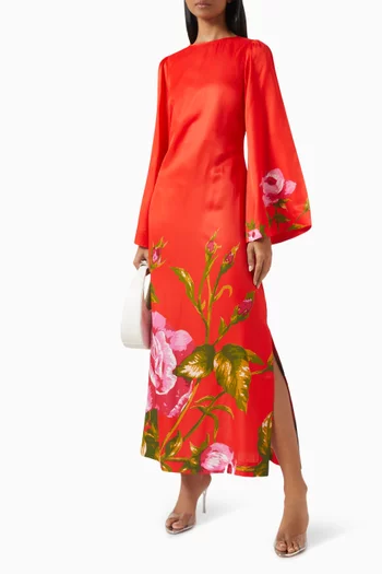 Heidi Maxi Dres in Viscose-silk