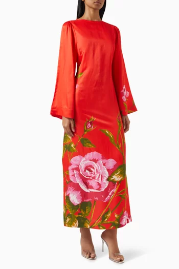 Heidi Maxi Dres in Viscose-silk
