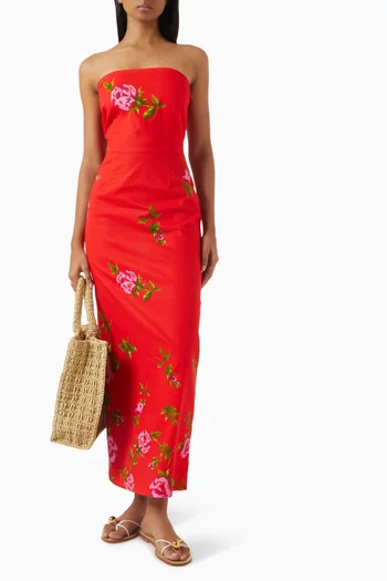 Evie Off-shoulder Dress in Linen-cotton