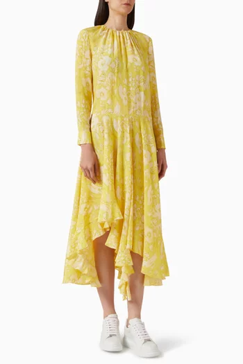 Warped Floral Dress in Silk