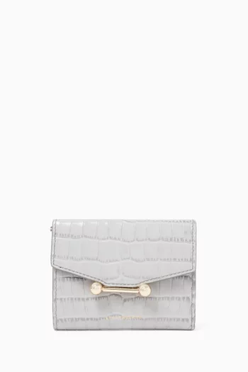 Mosaic Trifold Wallet in Croc-embossed Leather