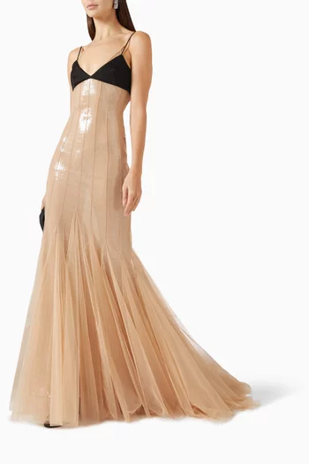 Sequin Underlay Gown in Tulle
