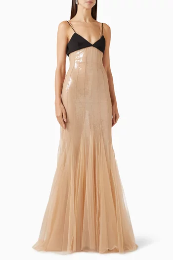 Sequin Underlay Gown in Tulle