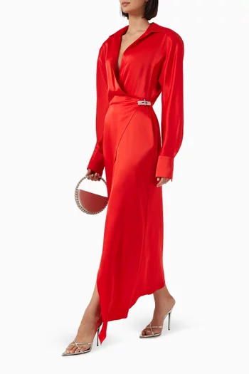Wrap Shirt Dress in Satin