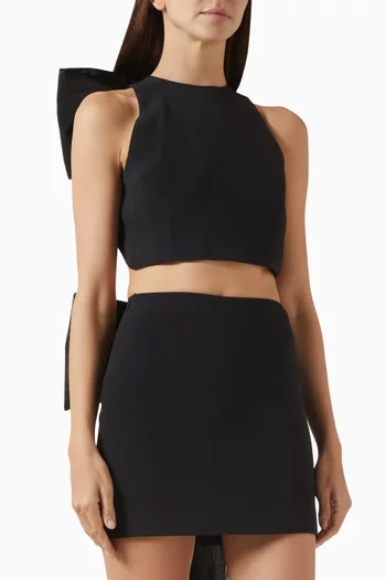 بلوزة قصيرة بعقدة كبيرة قماش كادي