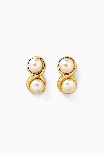 Infer Pearl Stud Earrings in 18kt Gold-plated Metal