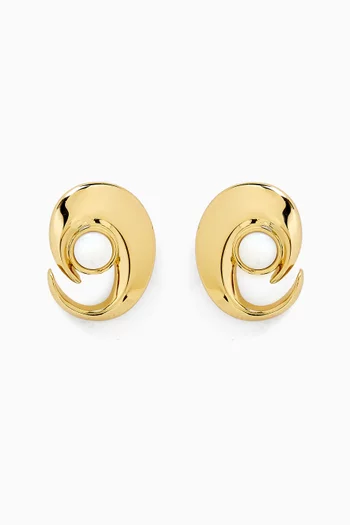 Claw Moonstone Stud Earrings in 18kt Gold-plated Metal