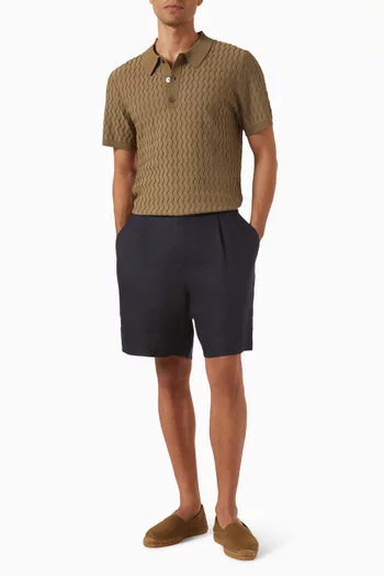 تي شيرت بولو كوين بنقشة خطوط مموجة هندسية قماش منسوج قطن