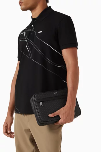 حقيبة مستحضرات العناية الشخصية بشعار الماركة جلد مقوى