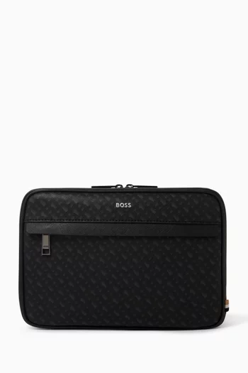 حقيبة مستحضرات العناية الشخصية بشعار الماركة جلد مقوى