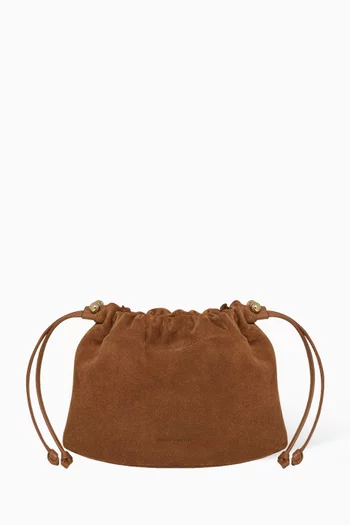 Small Charlotte Drawstring Bag in Suede
