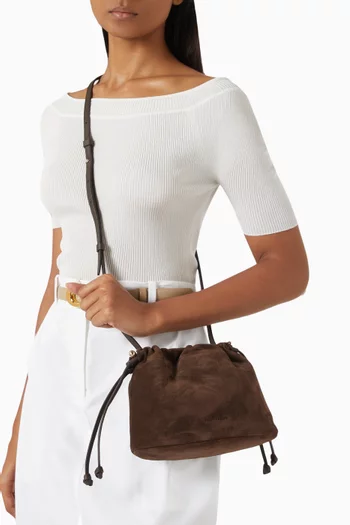 Small Charlotte Drawstring Bag in Suede