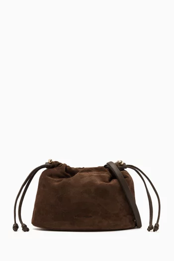 Small Charlotte Drawstring Bag in Suede