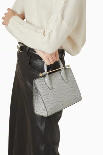 حقيبة يد ميني جلد بنقشة جلد التمساح