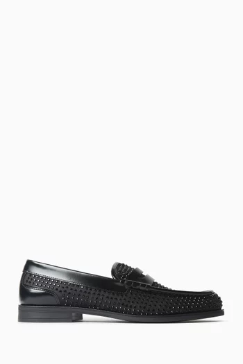Lycia Rhinestone Loafers in Leather