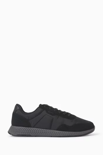 Padded Sneakers in Nylon & Suede