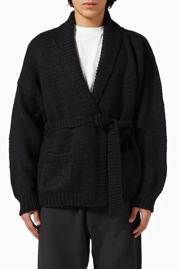 Hand-knit Belted Cardigan