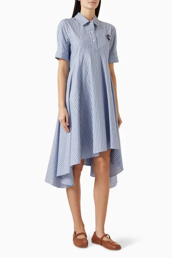 فستان بولو بنقشة مخططة قطن