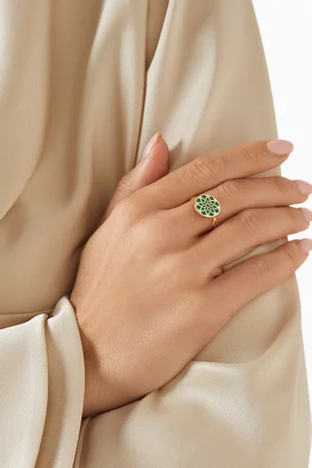 خاتم أميليا مدينة مرصع باللؤلؤ ذهب عيار 18