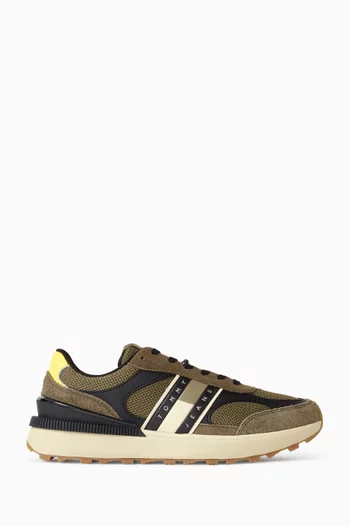 Technical Runner Sneakers in Mesh & Suede